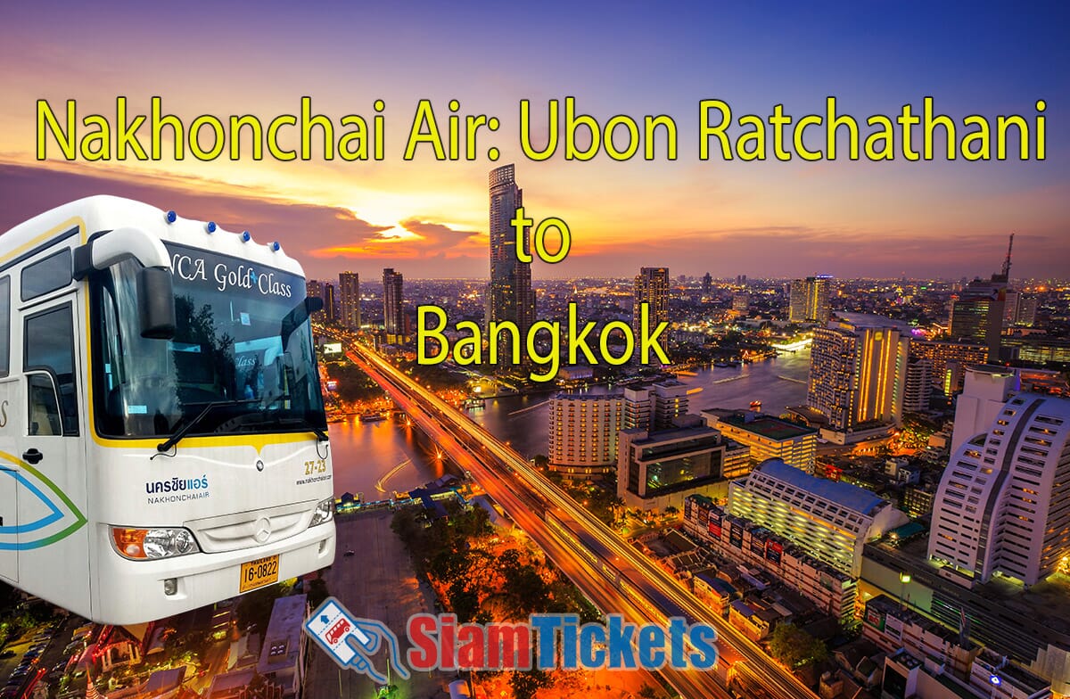 Nakhonchai Air bus travels from Ubon Ratchathani to Bangkok at sunset