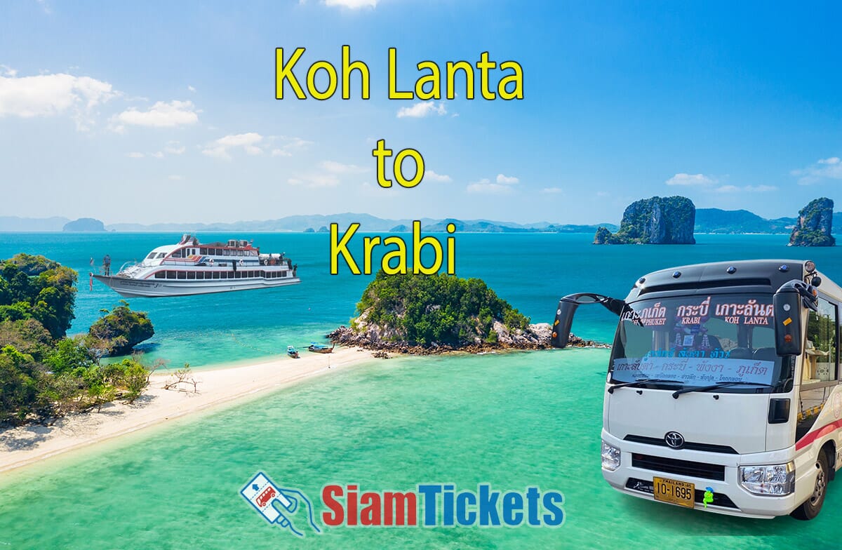 Koh Lanta to Krabi transfer - ferry and van with Ko Phakbia Island view