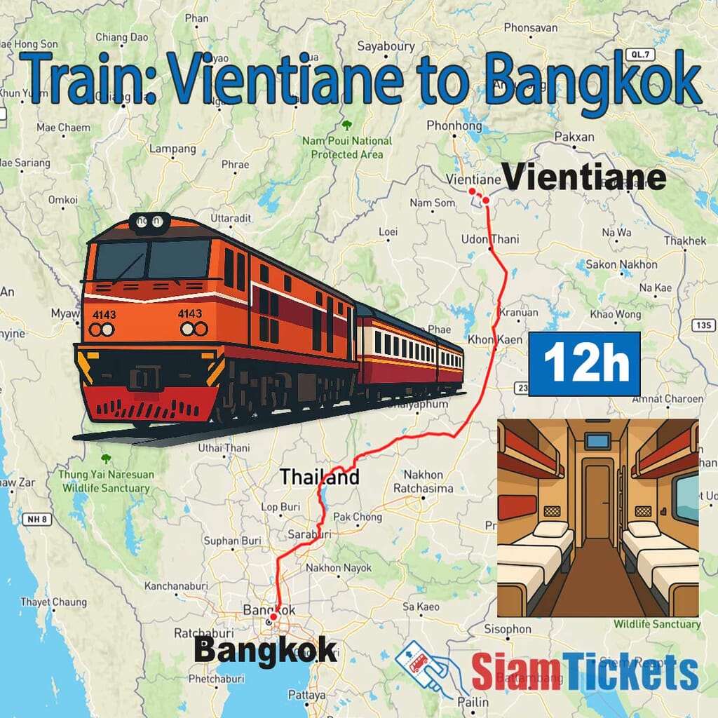 Train from Bangkok to Vientiane: Direct Route Map via Nong Khai Border - Thailand to Laos Railway